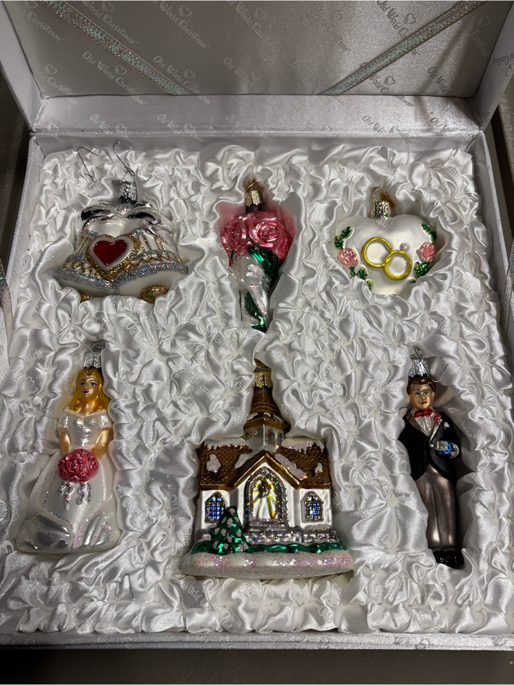 Olde World Christmas Vintage Style Wedding-Themed Holiday Ornament Set